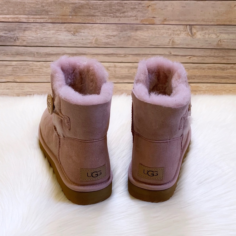 UGG Mini Bailey Button II Pink Crystal Boots - Picture 2 of 6